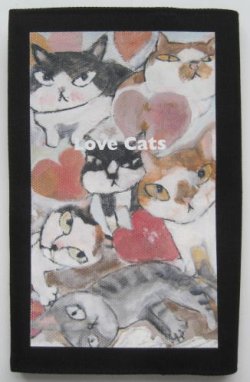 画像1: 新書版ブックカバー・転写プリント(Love Cats)