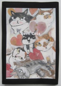 画像1: ハードカバー用ブックカバー・転写プリント(Love Cats)
