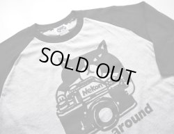 画像2: 七分袖ラグランTシャツ「猫とカメラ」ブラック＆グレー