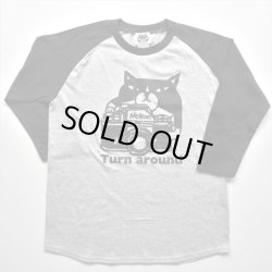 画像1: 七分袖ラグランTシャツ「猫とカメラ」ブラック＆グレー