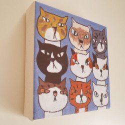 画像2: 「9匹の猫」ファブリックパネル