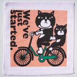 画像1: ハンドタオル「猫と自転車」