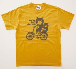 画像1: Tシャツ「猫と自転車」ヘイジーイエロー
