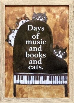 画像1: 「Days of music and books and cats」ポスター(額付き)