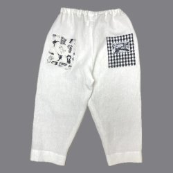 画像4: 麻パンツBLACK-AND-WHITE SKETCH PANTS(BLACK)