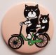 バッジ「猫と自転車」スモーキーピンク