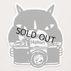画像1: ステッカー「猫とカメラ」