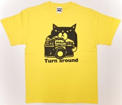 画像1: Tシャツ「猫とカメラ」イエロー