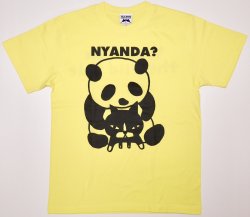 画像1: Tシャツ「猫とパンダ」ライトイエロー