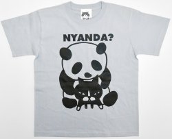 画像1: Tシャツ「猫とパンダ」フロストブルー