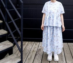 画像4: スケッチ柄コットンスカート「light blue」
