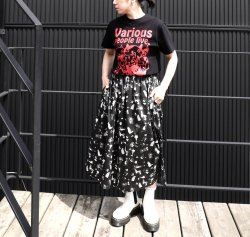 画像1: スケッチ柄コットンスカート「Black」
