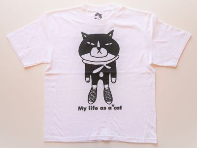 画像1: ビッグTシャツ「My life as a★cat」ホワイト