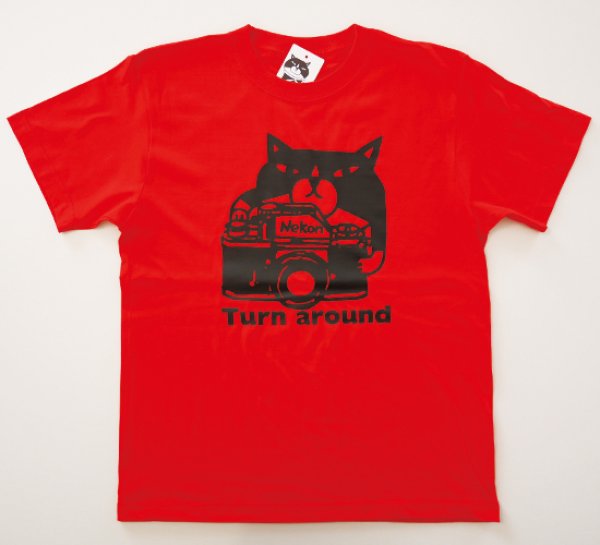 画像1: Tシャツ「猫とカメラ」ハイレッド (1)