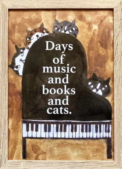 画像1: 「Days of music and books and cats」ポスター(額付き)