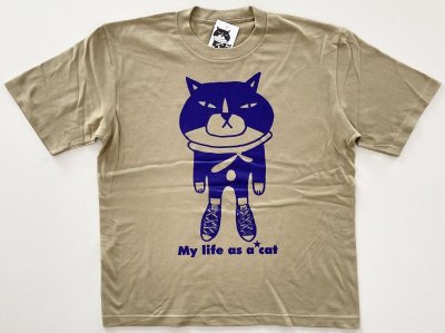 画像1: ビッグTシャツ「My life as a★cat」サンドカーキ