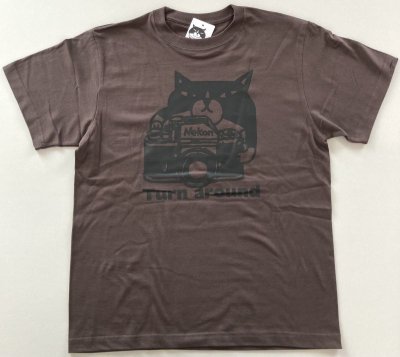 画像1: Tシャツ「猫とカメラ」チャコール