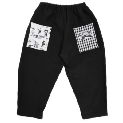 画像2: 麻パンツBLACK-AND-WHITE SKETCH PANTS(BLACK)