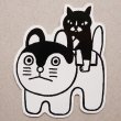 画像1: ステッカー「猫とコマ犬」 (1)