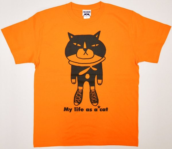 画像1: Tシャツ「My life as a★cat」オレンジ (1)