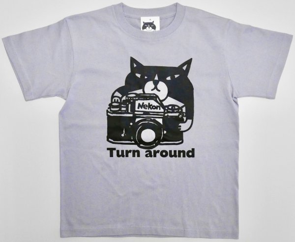 画像1: Tシャツ「猫とカメラ」フロストパープル (1)