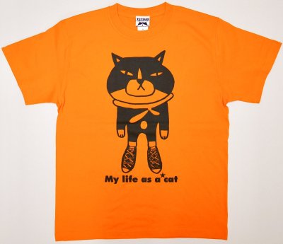 画像1: Tシャツ「My life as a★cat」オレンジ