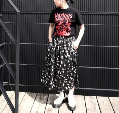画像3: スケッチ柄コットンスカート「Black」